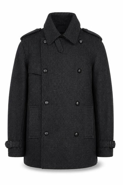 Mens UK Size S Topman Black Overcoat