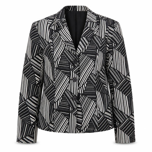 Front view of Kaleidoscope Women's Black Geometric Suit Jacket -, size 16