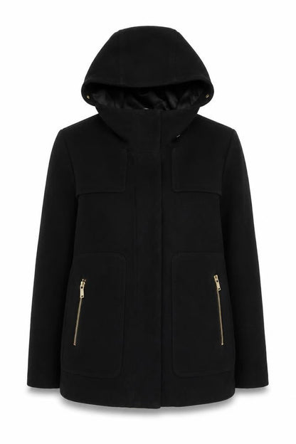 Zara Women's Black Wool Parka Jacket Size 12