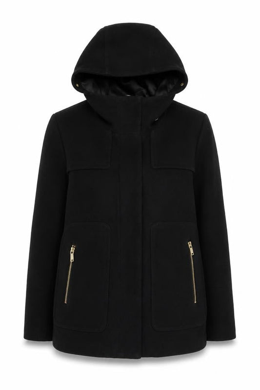 Zara Women's Black Wool Parka Jacket Size 12