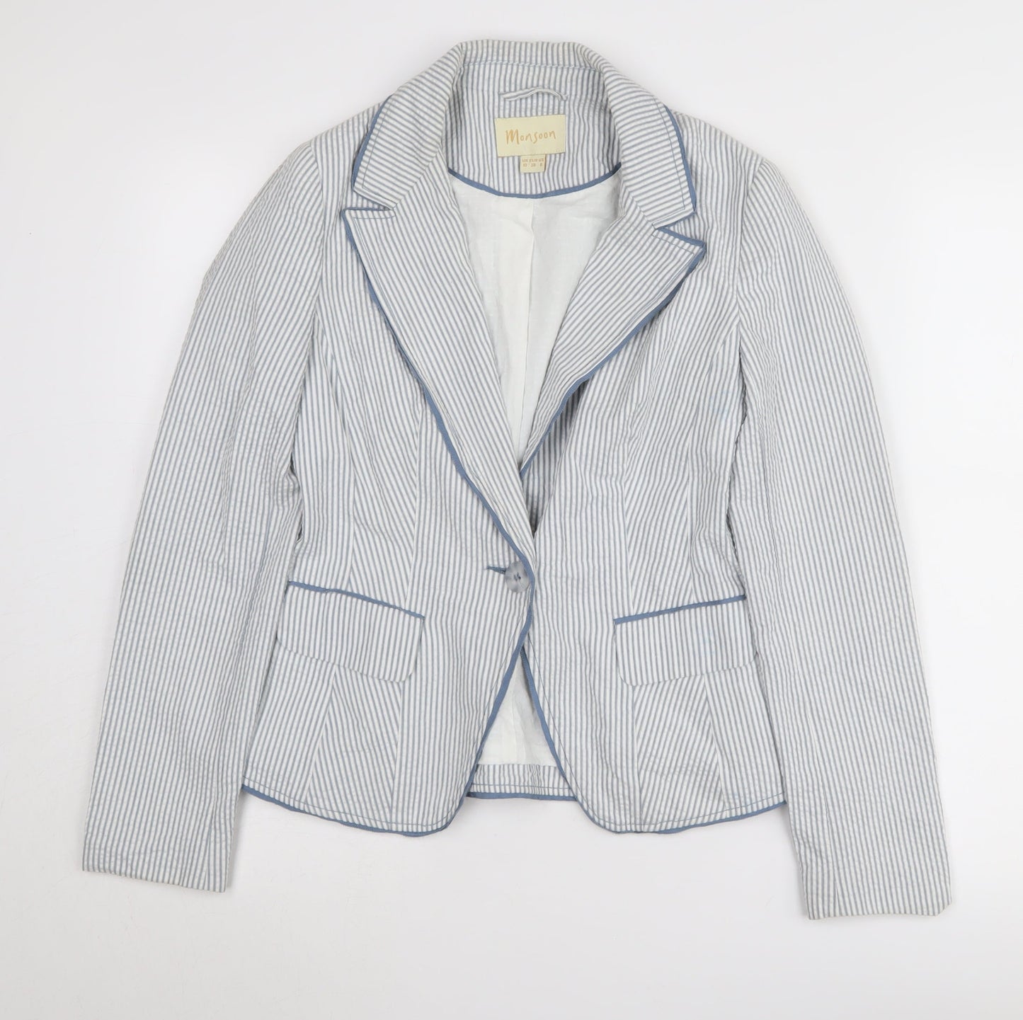 Monsoon Women's Blue Striped Blazer Jacket 10