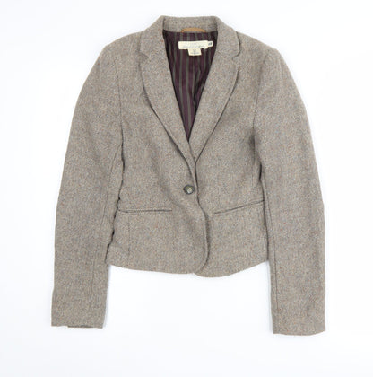 H&M Women's Grey Tweed Blazer - Size 6 Single Breasted