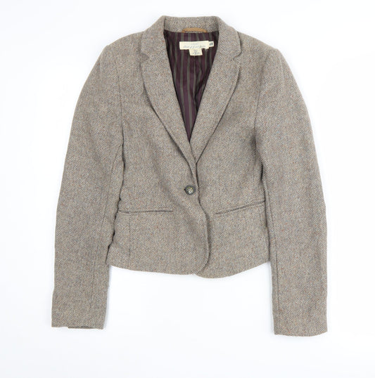 H&M Women's Grey Tweed Blazer - Size 6 Single Breasted