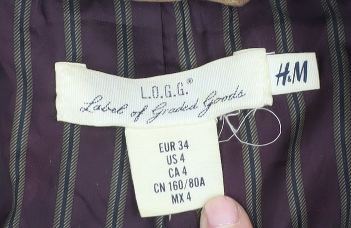 H&M Women's Grey Tweed Blazer - Size 6 Single Breasted