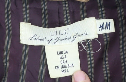 H&M Women's Grey Tweed Blazer - Size 6 Single Breasted