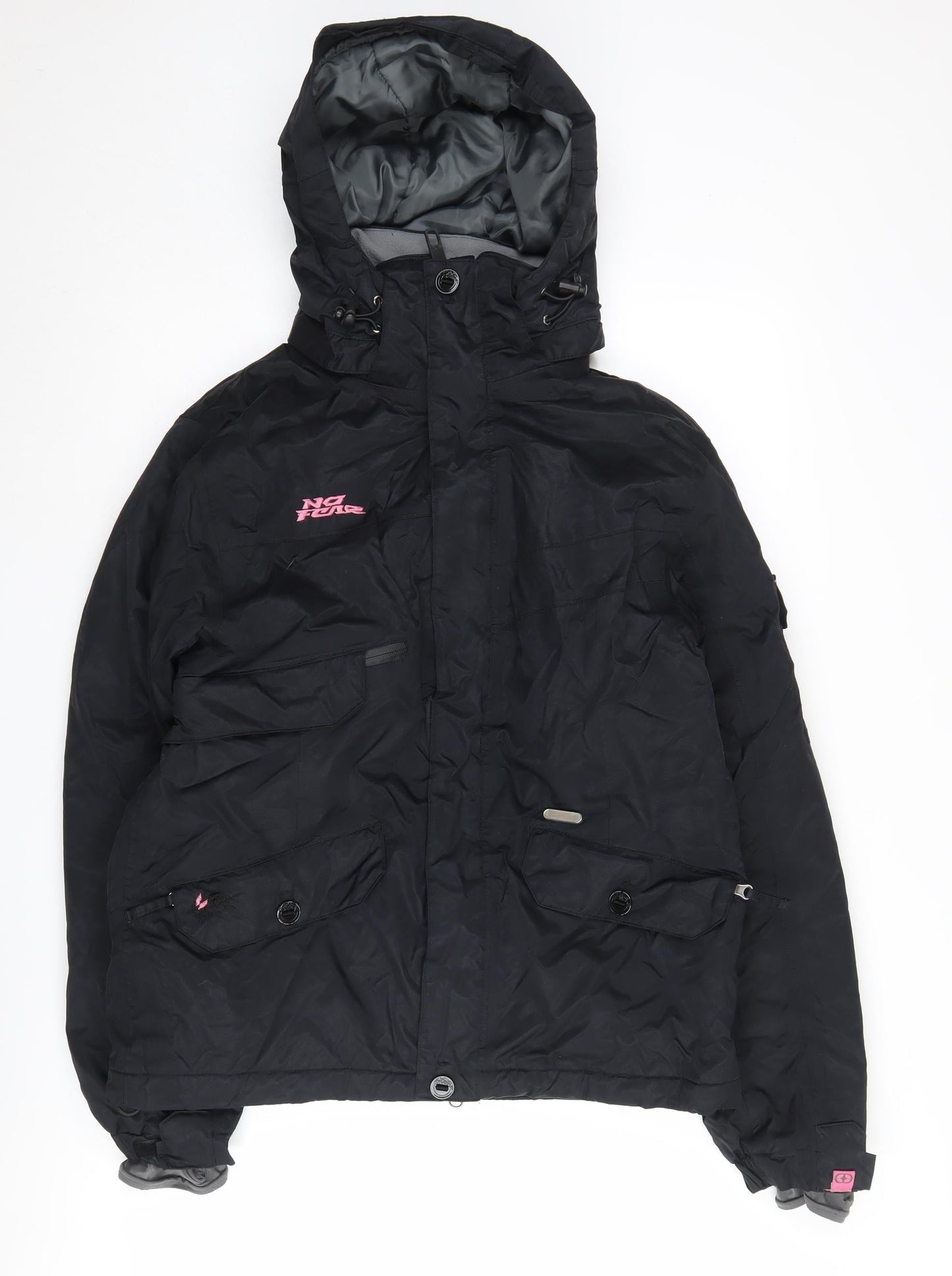 No Fear Women's Black Hooded Puffer Jacket Size 12