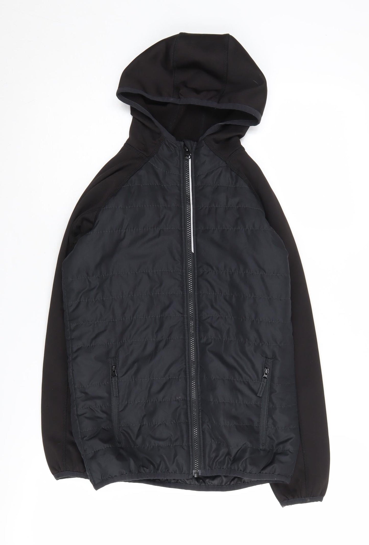 Crane Boys Black Hooded Puffer Jacket 11-12 Years