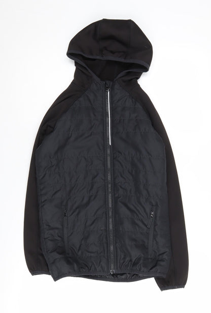 Crane Boys Black Hooded Puffer Jacket 11-12 Years