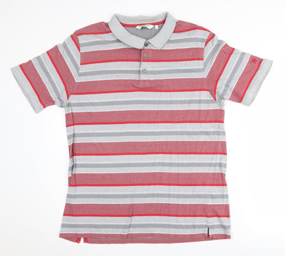 James Pringle Men's Red Striped Polo Shirt, Size L