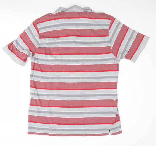 James Pringle Men's Red Striped Polo Shirt, Size L