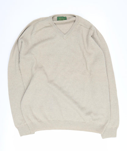 Williams & Brown Men's Beige V-Neck Wool Jumper L