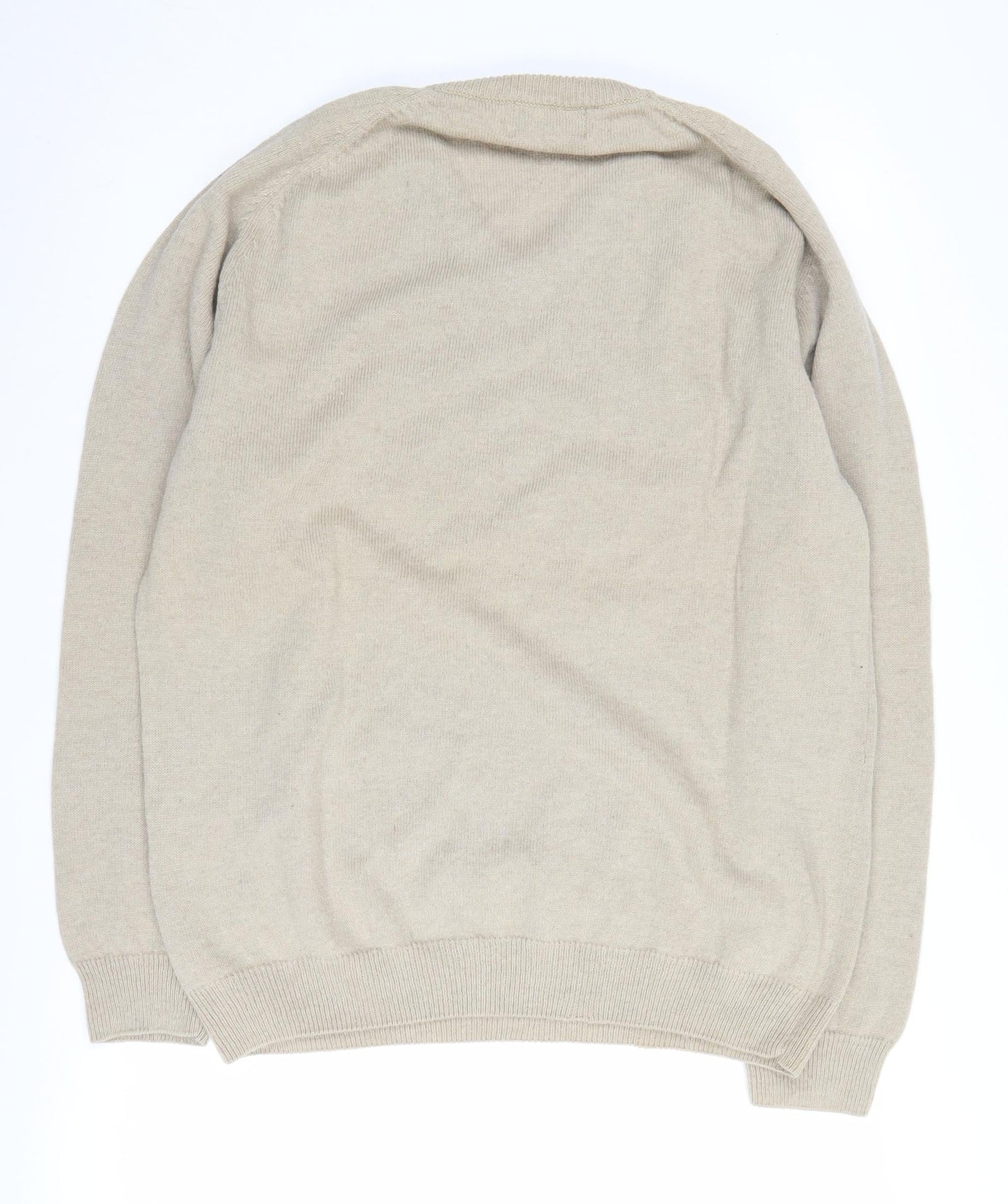 Williams & Brown Men's Beige V-Neck Wool Jumper L