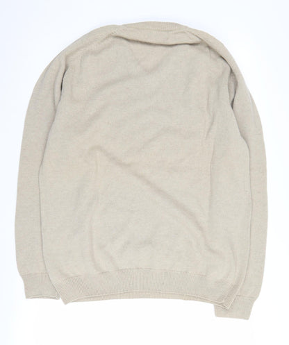 Williams & Brown Men's Beige V-Neck Wool Jumper L