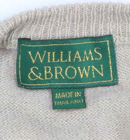 Williams & Brown Men's Beige V-Neck Wool Jumper L