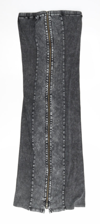 BDG Women's Black Strapless Zip Dress L