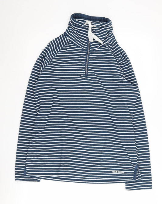 Craghoppers Women Blue Striped High Neck Pullover Sweatshirt UK 12