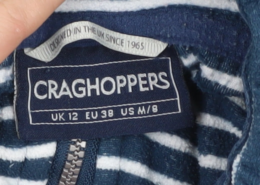 Craghoppers Women Blue Striped High Neck Pullover Sweatshirt UK 12