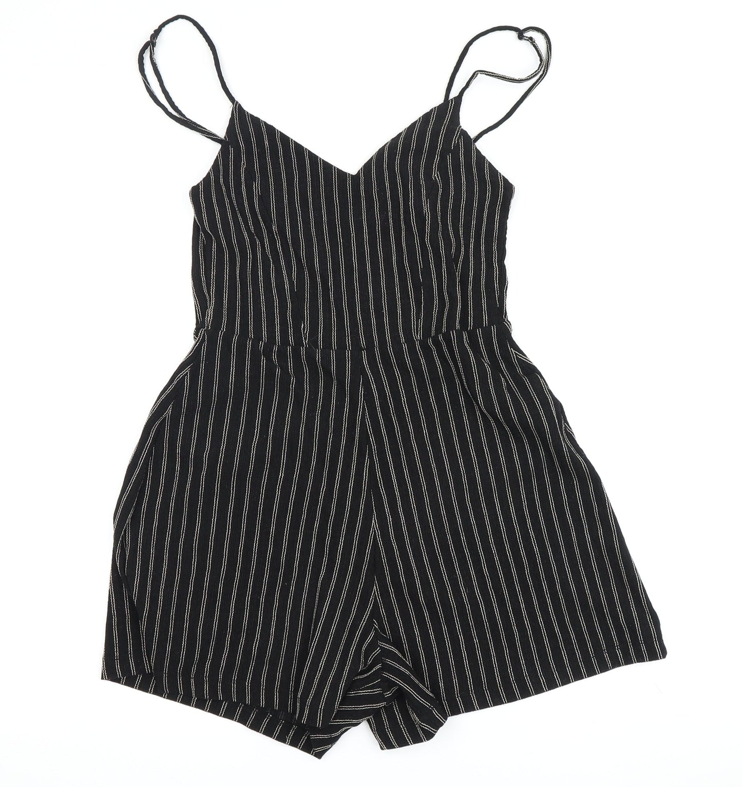 Stradivarius Women's Black Striped Playsuit XS