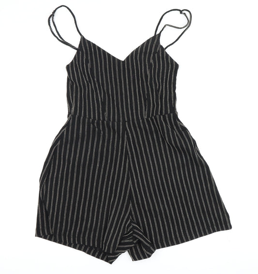 Stradivarius Women's Black Striped Playsuit XS