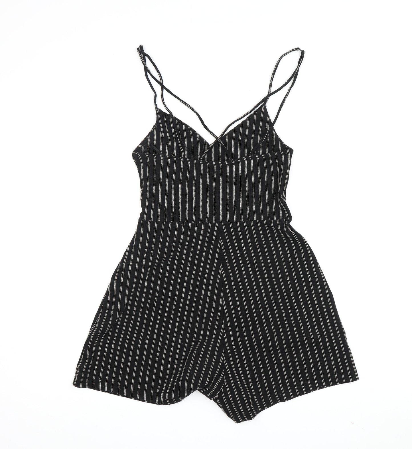 Stradivarius Women's Black Striped Playsuit XS