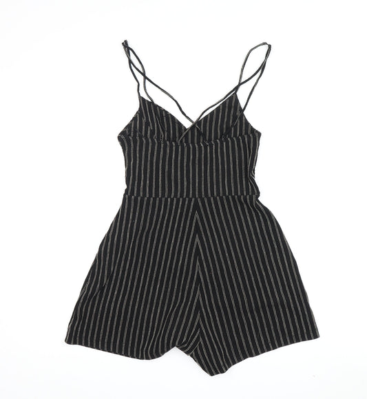 Stradivarius Women's Black Striped Playsuit XS