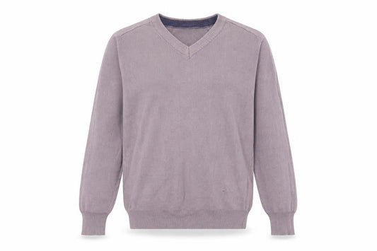 EWM Pure Classics Men's Purple V-Neck Cotton Pullover S
