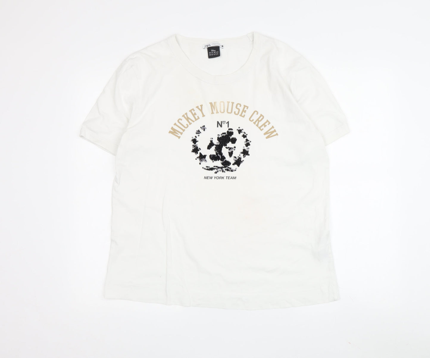 Unisex Adults UK Size M Zara White Jersey T-Shirt