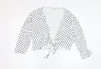 Lakeland Women's White Polka Dot Wrap Blouse