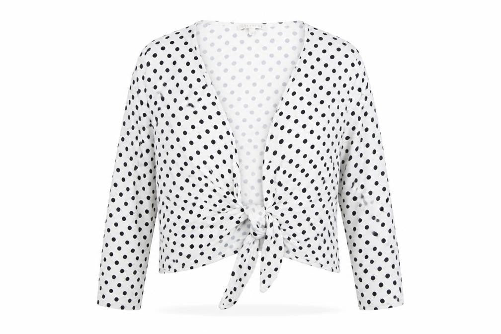 Lakeland Women's White Polka Dot Wrap Blouse