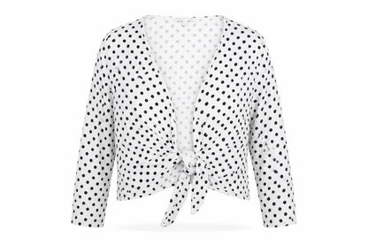 Lakeland Women's White Polka Dot Wrap Blouse