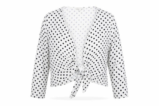 Lakeland Women's White Polka Dot Wrap Blouse