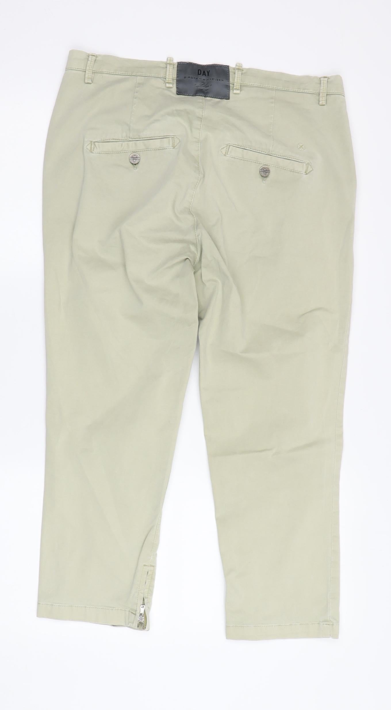 Women's Day Beige Capri Trousers Ankle Zip Regular Fit S