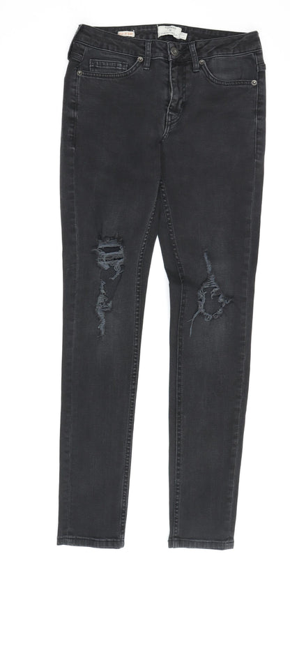 Topman Men's Black Skinny Jeans 28S Distressed Denim