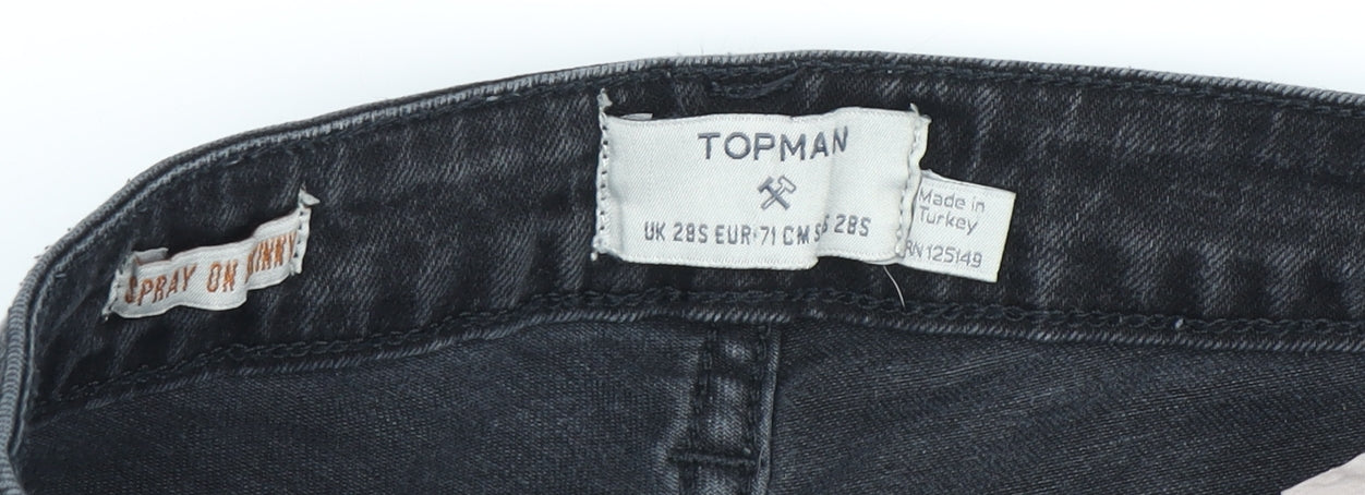 Topman Men's Black Skinny Jeans 28S Distressed Denim