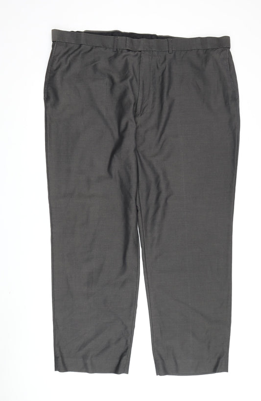 Mens UK Size XL Greenwoods Regular Fit Dress Pants Black Trousers