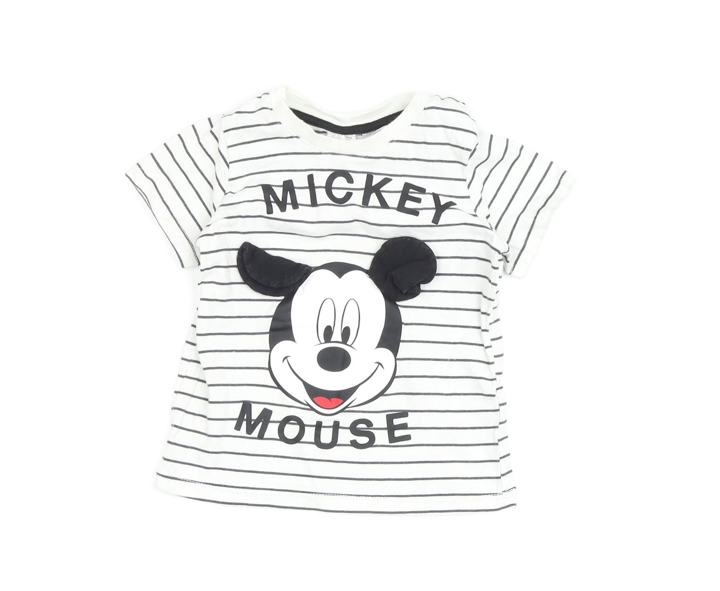 Disney Unisex Baby Striped Mickey T-Shirt 12M Cotton