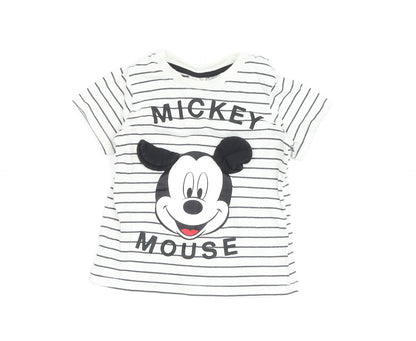 Disney Unisex Baby Striped Mickey T-Shirt 12M Cotton