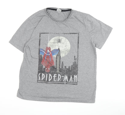 Marvel Spider-Man Grey T-Shirt, Men's L, Superhero Style
