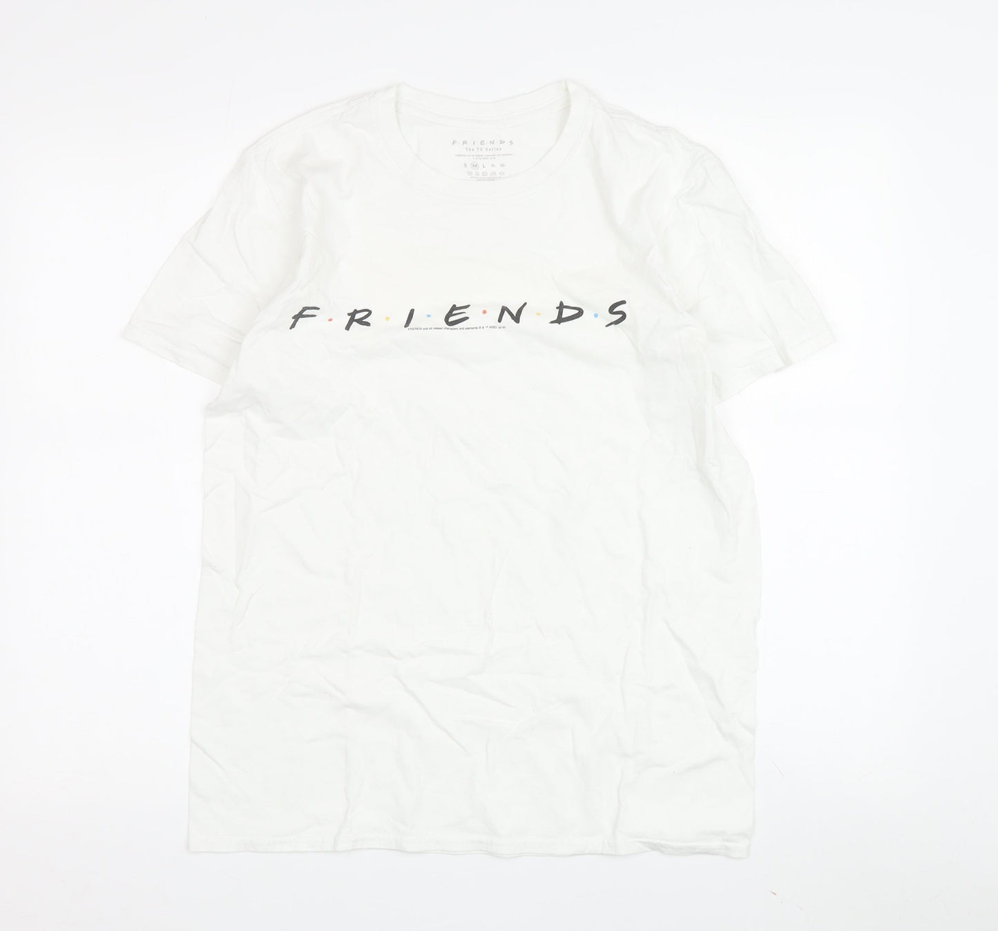 Unisex Adults UK Size M Friends White Basic T-Shirt