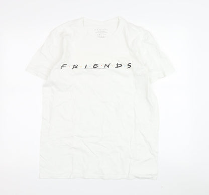 Unisex Adults UK Size M Friends White Basic T-Shirt