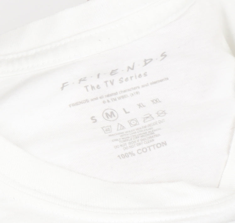 Unisex Adults UK Size M Friends White Basic T-Shirt
