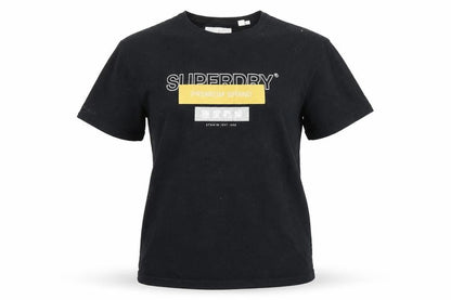 Front view of Superdry unisex black crew neck t-shirt uk 10