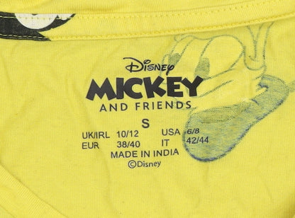 Disney Women's Yellow Mickey Mouse Crop T-Shirt S