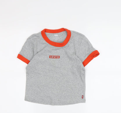 Levi's Boys Grey Ringer T-Shirt XS - Logo Graphic Print
