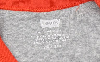 Levi's Boys Grey Ringer T-Shirt XS - Logo Graphic Print