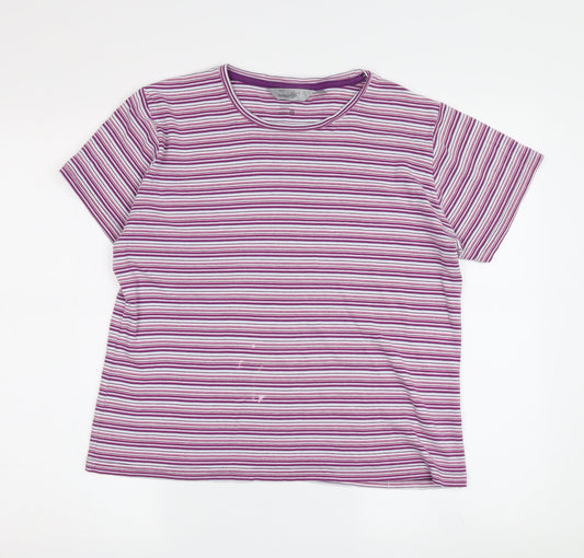 EWM Women's Multicoloured Striped T-Shirt, M, Cotton