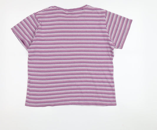 EWM Women's Multicoloured Striped T-Shirt, M, Cotton