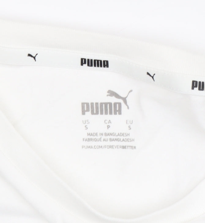 Puma Men's White S Crew Neck Logo T-Shirt