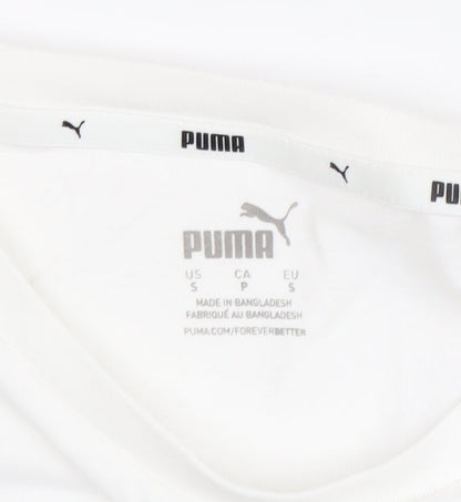 Puma Men's White S Crew Neck Logo T-Shirt