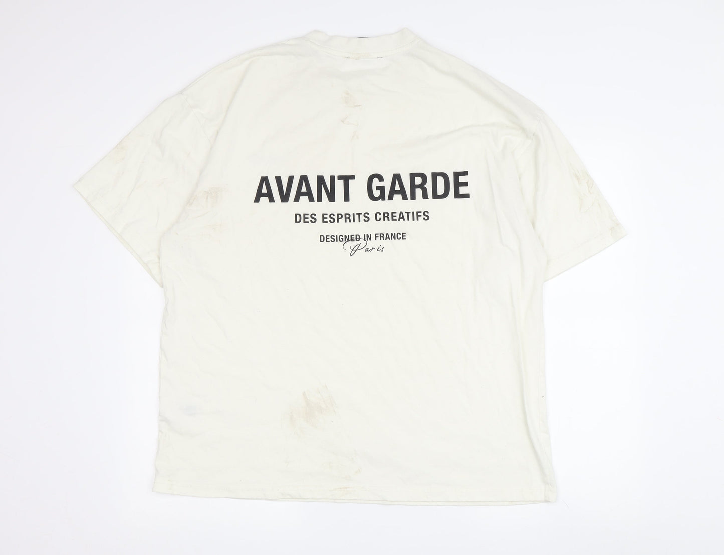 Avant Garde White T-Shirt, Men's L, Graphic Print